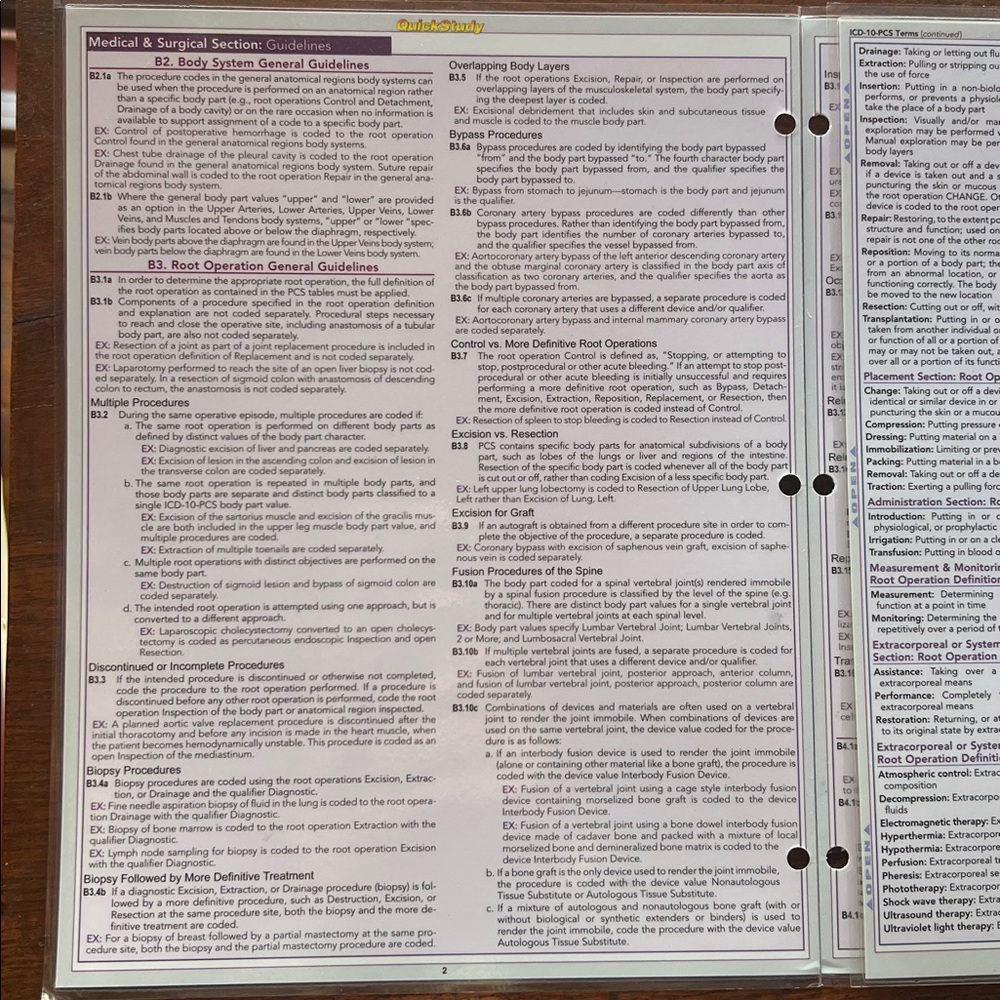 QuickStudy Medical Coding ICD-10-PCS - Picture 4 of 7